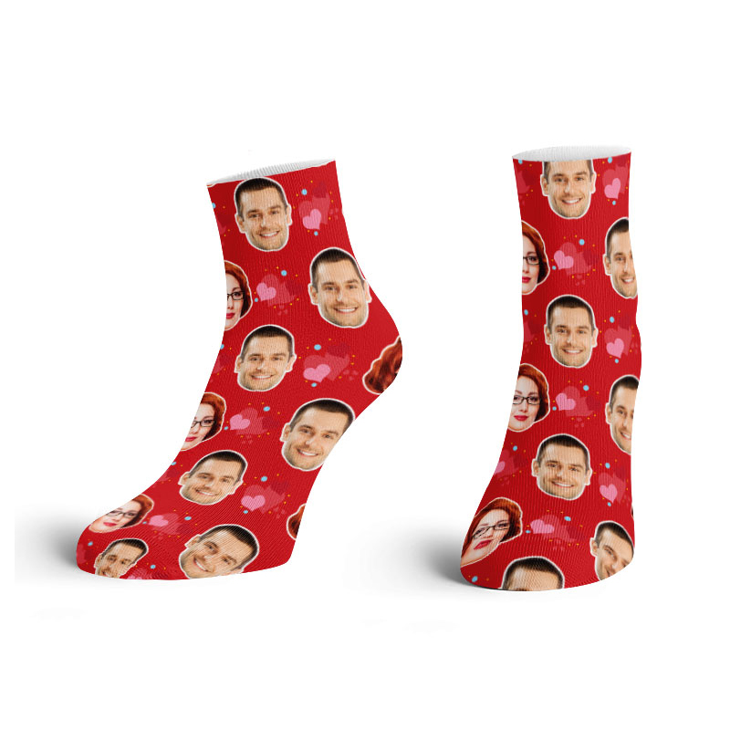 Valentine Ankle Face Socks Heart Printed