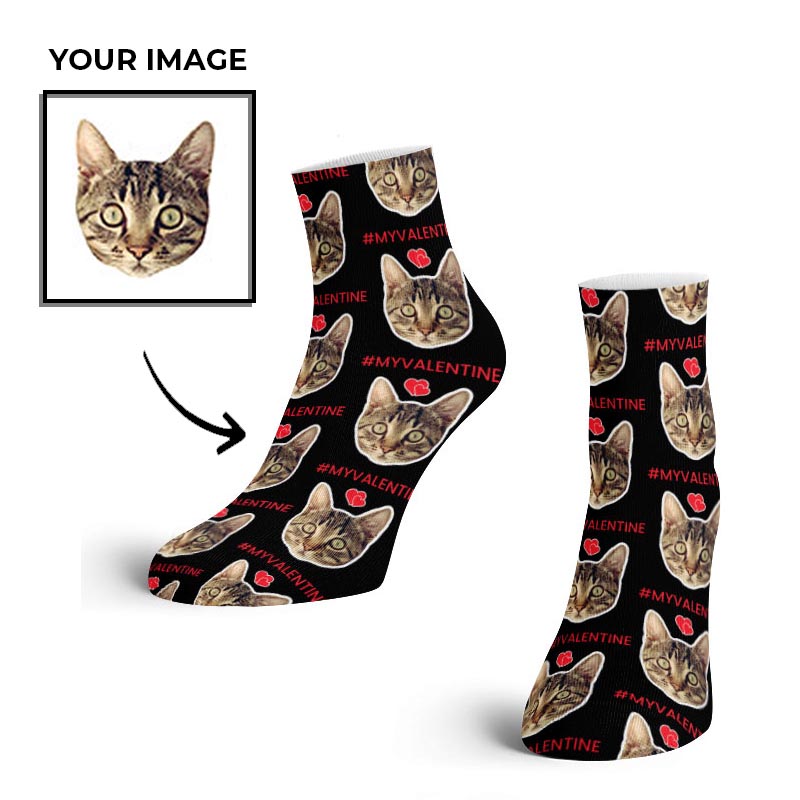 Valentine Ankle Cat Face Socks