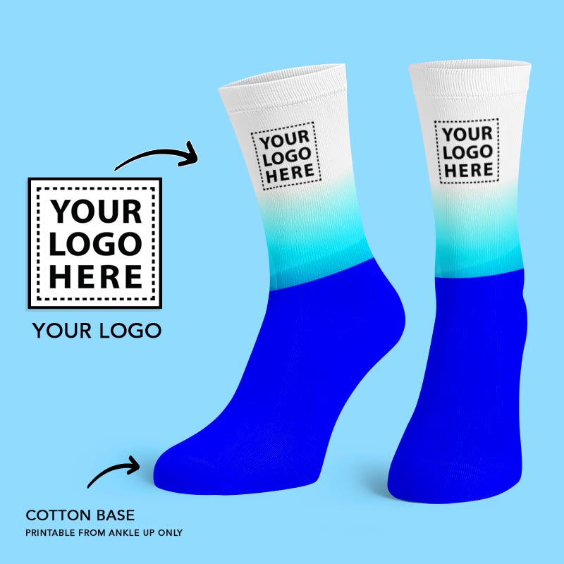 Blue Cotton Base Crew Socks