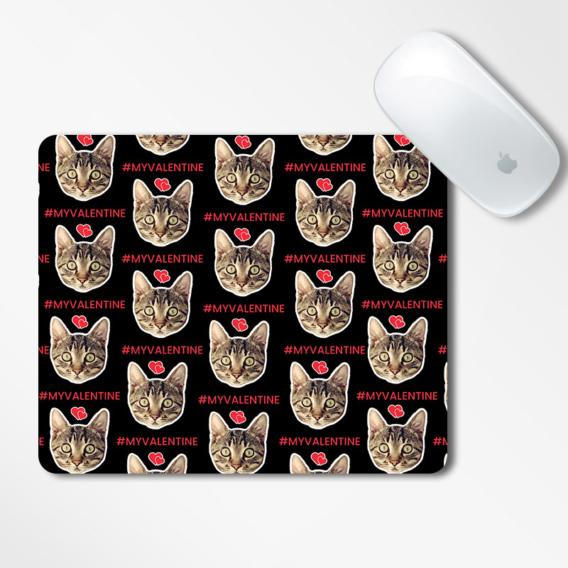 Valentine Cat Face Mousepad