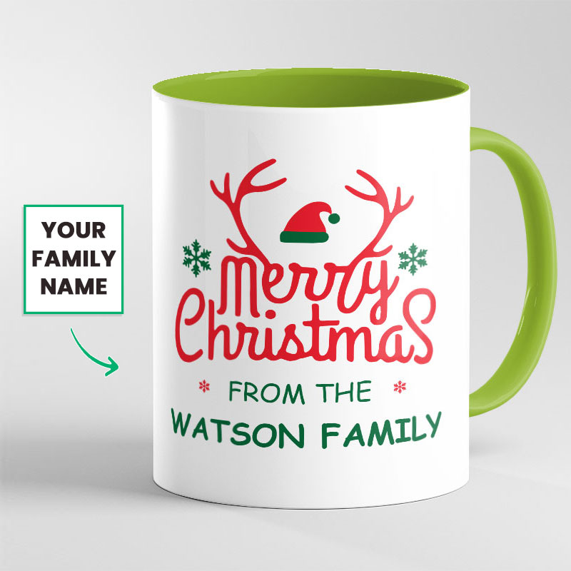 Custom Merry Christmas Form Your family Name Mug