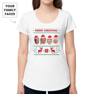 Women Custom Your Family Faces Christmas Tshirt