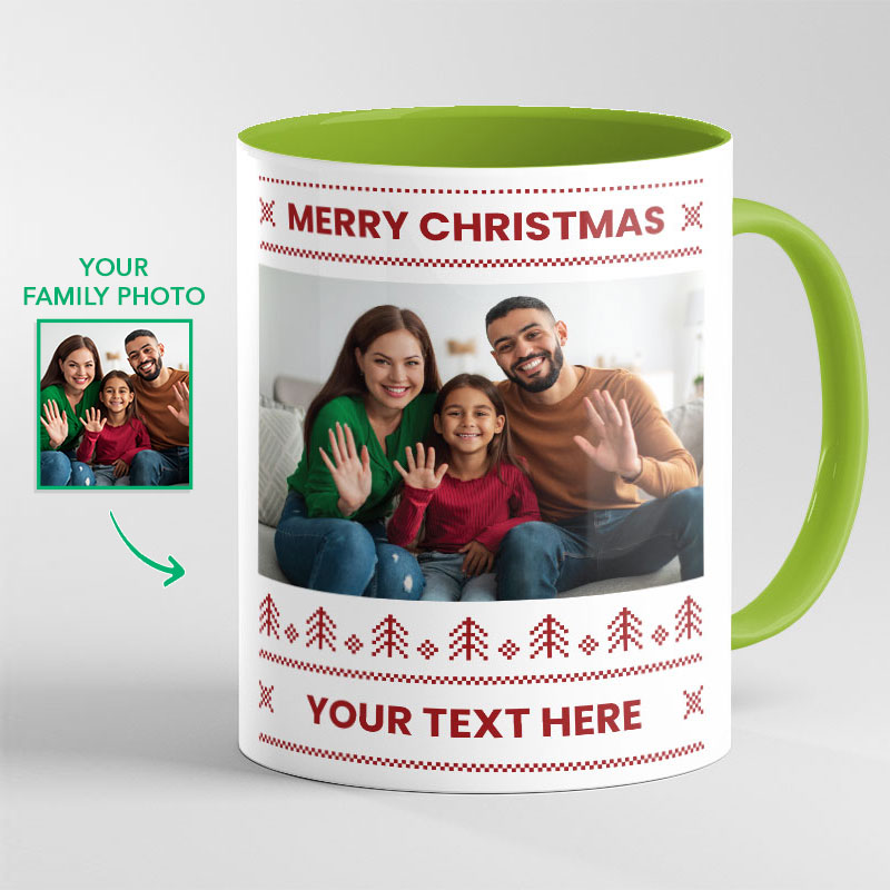 Custom Your Text and Your Family Photo Christmas Mug