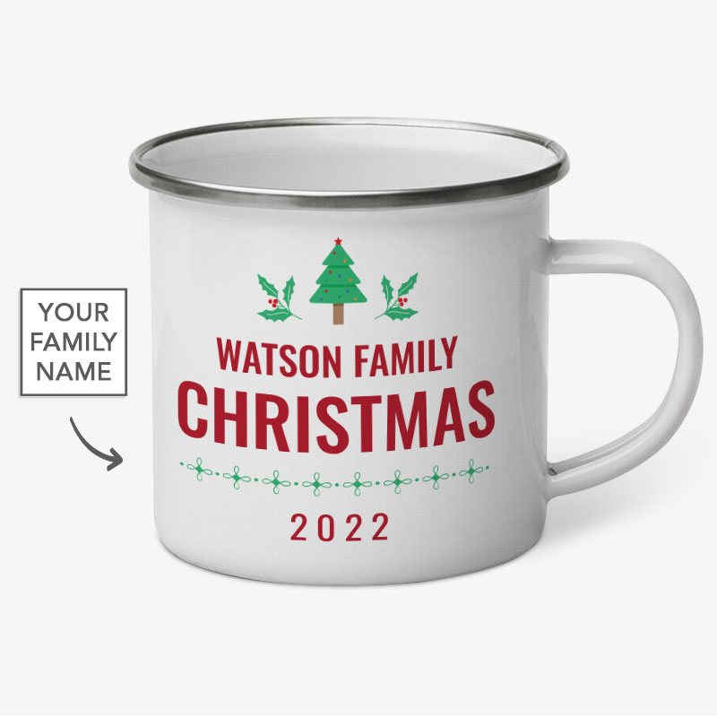Personalised Family Christmas Enamel Mug