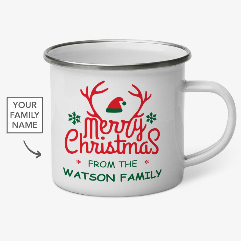 Custom Merry Christmas Enamel Mug