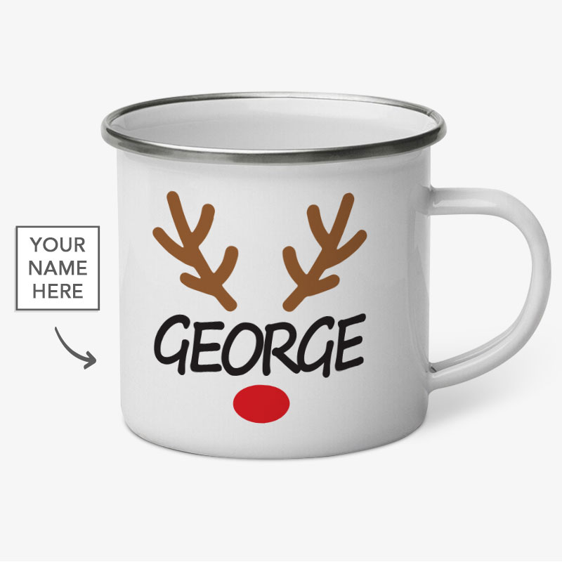 Custom Christmas Deer Enamel Mugs