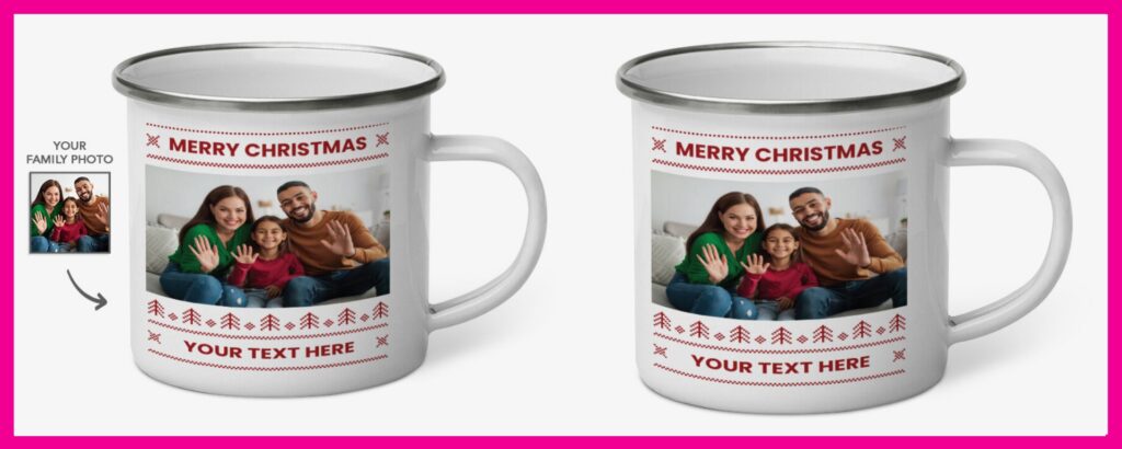 Custom Photo Merry Christmas Enamel Mugs ()