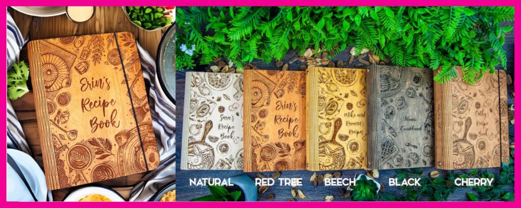 Personalized Wooden Recipe Book Binder Custom Journal