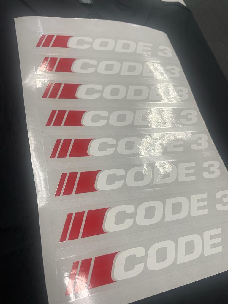 code 3 clear sticker