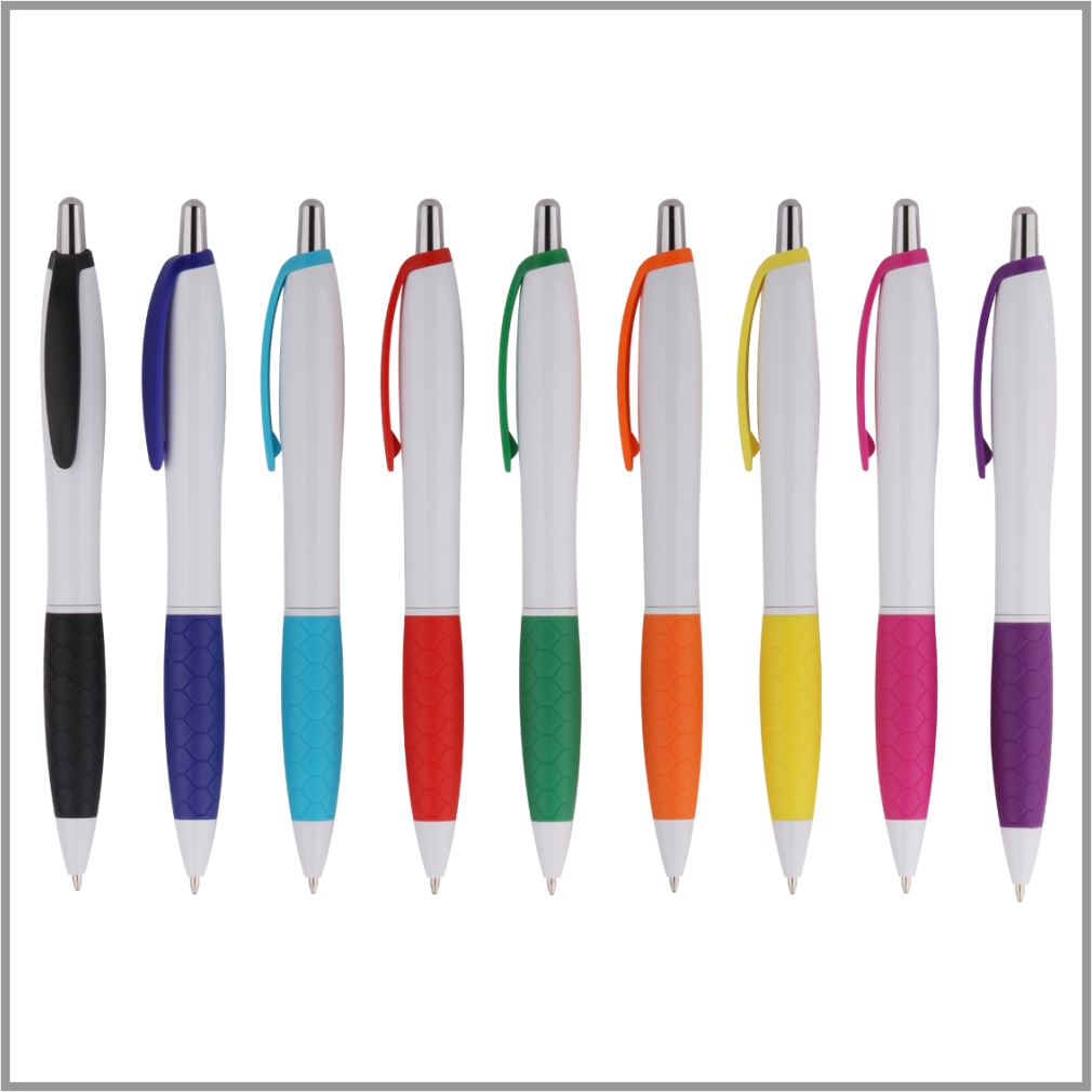 Ball Pen with Coloured Grip & Clip